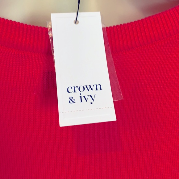 NWT ~ Crown & Ivy ~ V Neck Coral Sweater S - Picture 3 of 7